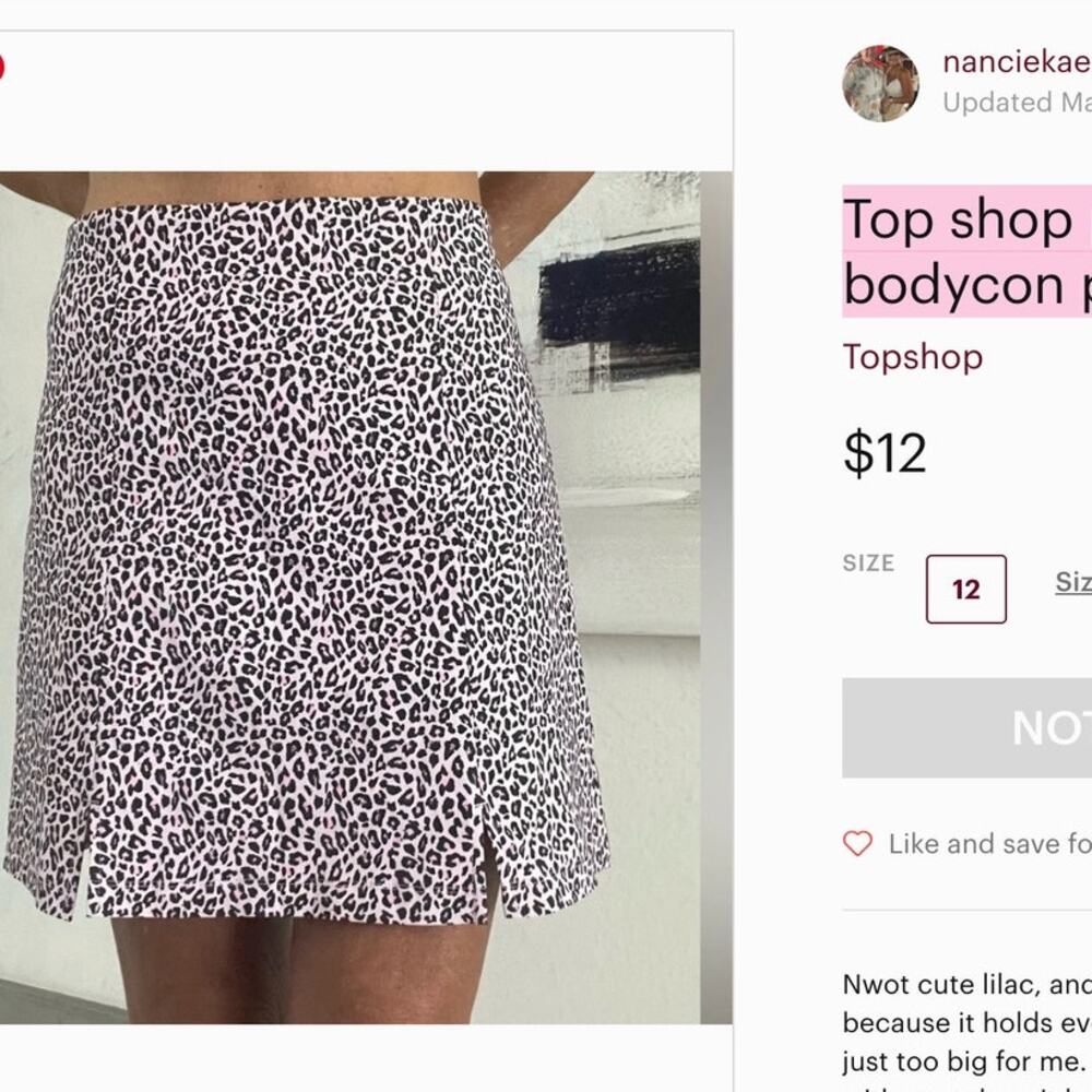Topshop Pink Leopard Print Mini Skirt Stretchy Bodycon Pencil Sz 2 Mcbling - Picture 2 of 8